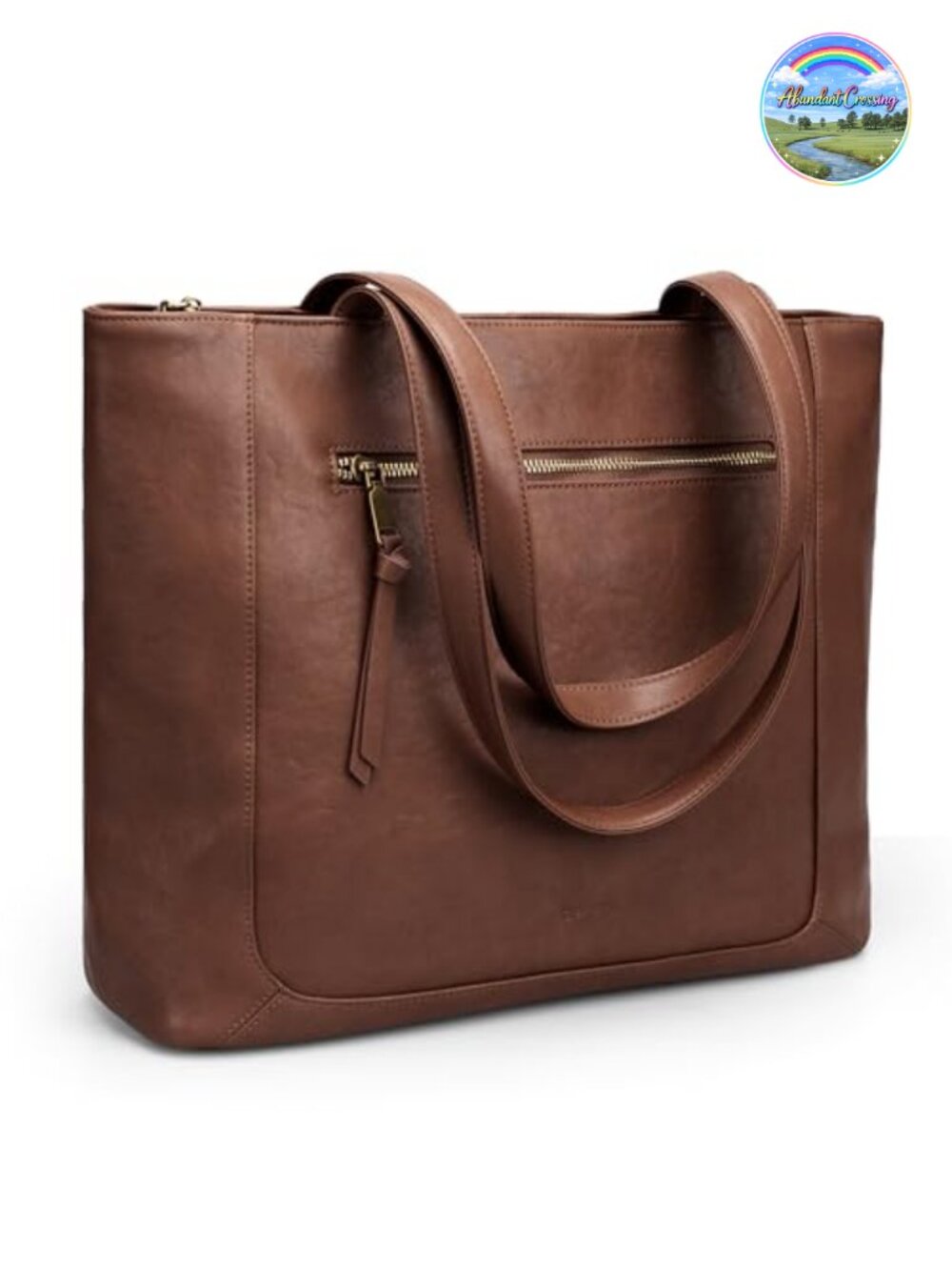 Genuine Leather Tote Bag for Women Large Work Bag with Zipper 15.6" Laptop